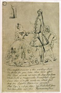 Thou Tuneful Scarecrow and Thou Warbling Bird, karikatur af Farinelli, Cuzzoni og Heidegger, siges at være ætset fra et design af grevinden af Burlington, 1730